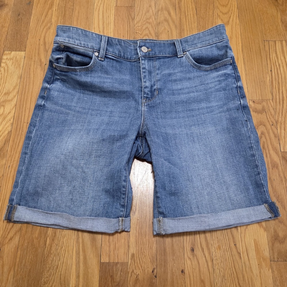 Talbots 9" Flawless 5 Pocket Cuffed Hem Boyfriend Short Medium Wash Blue Size 10